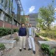 Researchers Jeffrey Skolnick and Mu Gao at the Engineered Biosystems Building at Georgia Tech. (Photo: Jess Hunt-Ralston)
